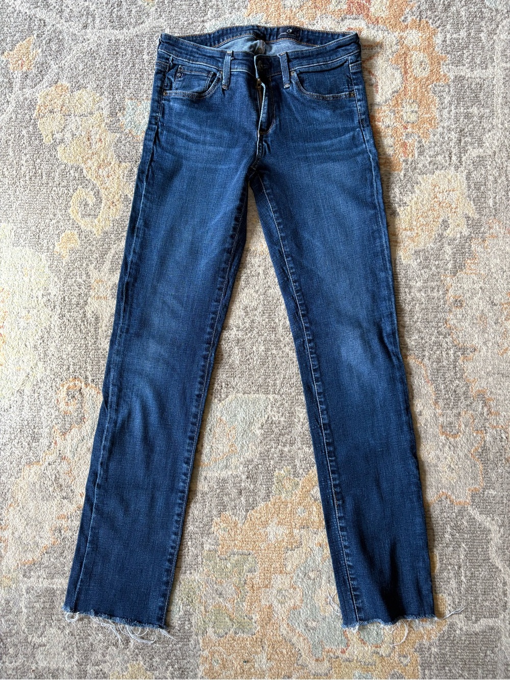 Ag Adriano Goldschmied Dark Blue (frayed hem)Straight Leg Jeans 26 x 29